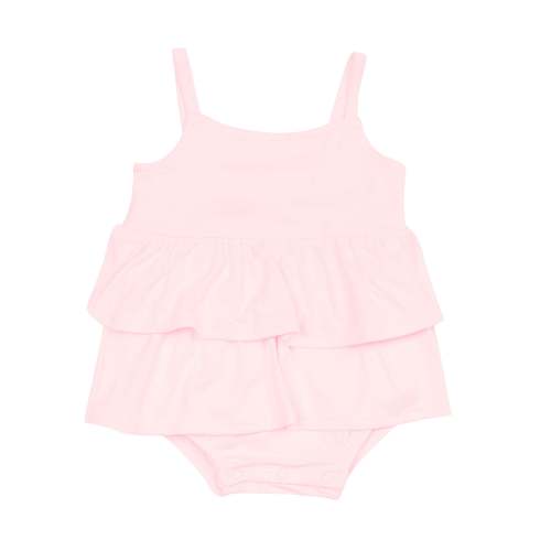 Spaghetti Strap Ruffle Romper in Sakura