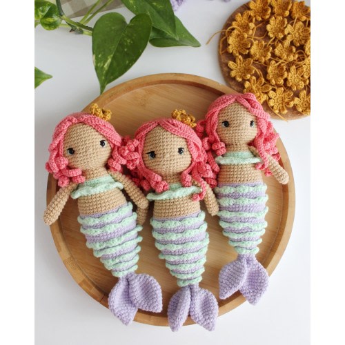 Custom Crochet Mermaid Doll: Handmade Cotton Amigurumi Toy