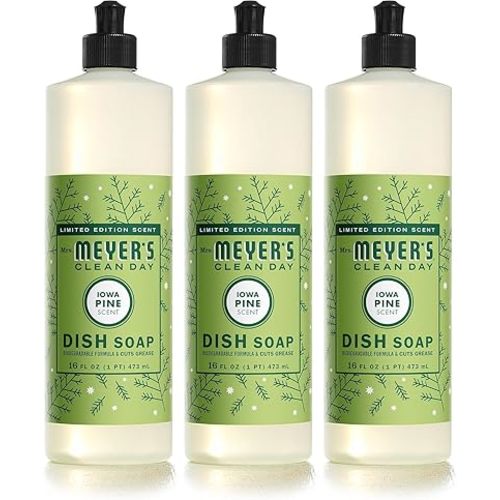 MRS. MEYER'S CLEAN DAY Liquid Dish Soap, Biodegradable Formula, Limited Edition Iowa Pine, 16 fl. oz - Pack of 3