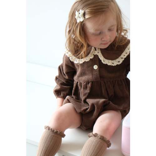 Baby Corduroy Mocha Cotton Romper | Little Nut Tree – The Little Nut Tree