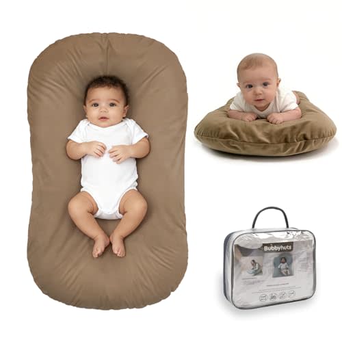 Baby Lounger - Snuggle Cozy Me Infant Lounger for Newborn 0-12 Months, Flannel Cover，Portable Breathable & Soft Baby Nest Lounger for Home and Travel - Coffee