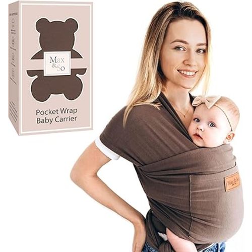 Baby Wrap Carrier - Premium Cotton Baby Carrier Wrap for Newborn to Toddler- Infant Carrier for Babies 8-35 lb - Baby Holder One Size Fits All with Front Pocket by Max&so