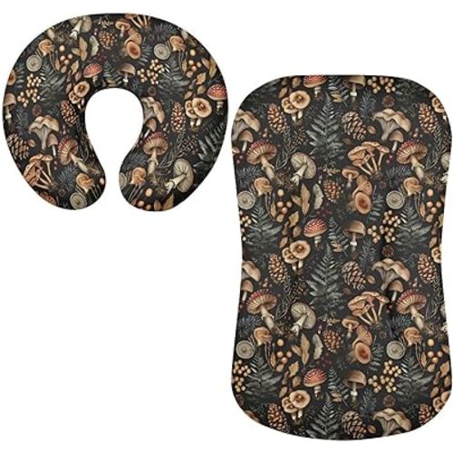 Sarogrorin Forest Mushrooms Baby Lounger Covers Pinecones Ferns Berries Oval Hourglass Rectangular Bassinet Mattress Pad Cute Breastfeeding Nursing Pillow Slipcovers 2PCS