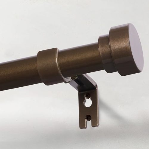Heavy Duty Curtain Rods for Windows 66 to 120 Inch, 1 Inch Bronze Window Curtain Rod for Bedroom, Living Room, Outdoor, Adjustable Easy Install Long Modern Curtains Rods(A1,Bronze,30"-120")