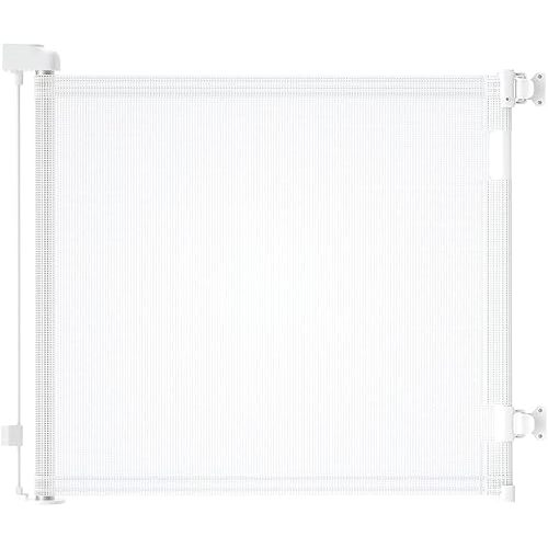 Retractable Baby Gate for Doorways and Stairs, Mesh Safety Gate for Pet, Indoor & Outdoor Use, One-Hand Operation, Easy Installation, 33.6" Tall, Expands to 55" Wide（White,33.6"x55")