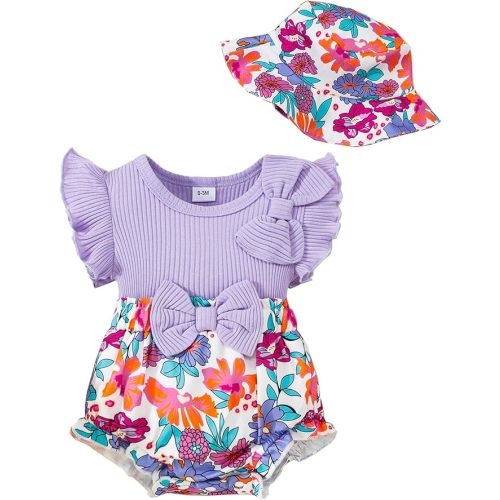 SUNNY PIGGY Newborn Baby Girl Clothes Baby Girl One Piece Romper Fall Winter Long Sleeve with Hat Sets Cute Infant Outfits