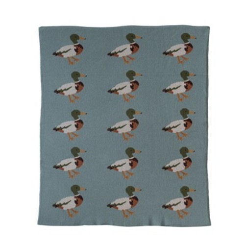 Storied Home Soft Cotton Knit Baby Blanket with Decorative Duck Print, Multicolor