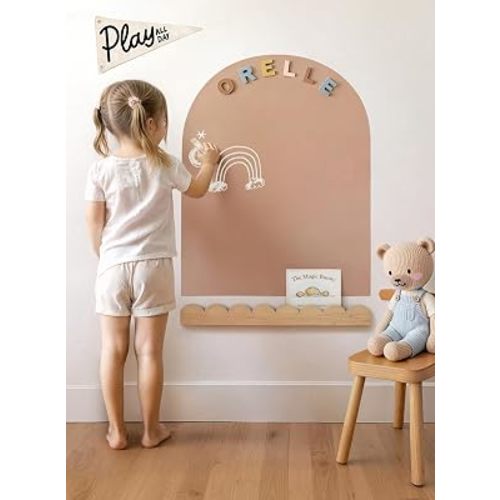 Orelle MagicWall | Magnetic Arch Wall Decal – Repositionable & Renter-Friendly | Peel & Stick Magnetic Wall Decal Chalkboard | Playroom Essentials | Midi 20 x 26” | Cream