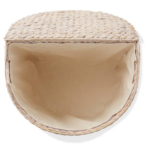 Half Moon Laundry Hamper Basket w Lid and Removable Liner for Clothes