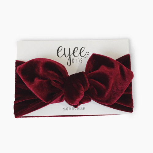 Eyee Kids Top Knot Headband - Cranberry Velvet, 0-6 Months