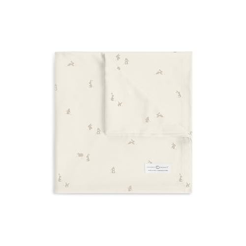 Colored Organics Kendi Baby Organic Cotton Swaddle - Infant Receiving Blanket - Bunnies/Oat + Clay