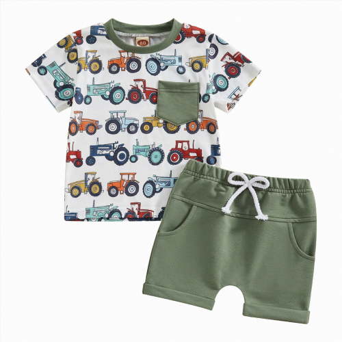 Xudanell Toddler Baby Boy Summer Clothes Set Short Sleeve Newborn Clothes Children Kids Tops Shorts Outfits Graphic White 3-6 Months