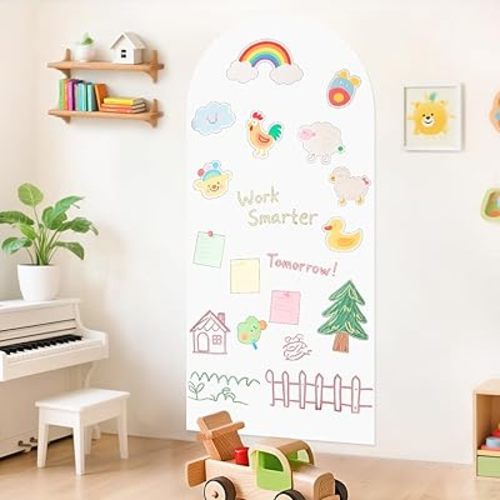Arch Magnetic Wall Decal for Kids 39.3x17.5 Inch White Magnetic Chalk Board Sticker Magnet Chalkboard for Wall Peel and Stick Self Adhesive Blackboard Multifunctional for Playroom Home School