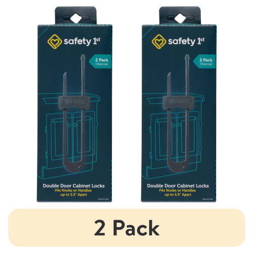 (2 pack) Safety 1st Double Door Baby-Proofing Cabinet Lock (2pk), Charcoal, Toddler