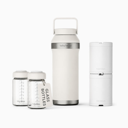Portable Breastmilk Cooler with Glass Bottles - White