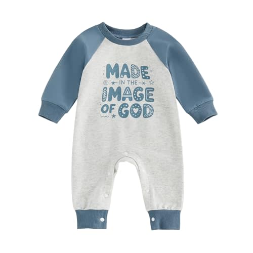 Newborn Baby Boy Fall Winter Clothes Long Sleeve Jumpsuit Romper | Infant Baby Boy Letter Print 3 6 12 18 Months Outfit Suitable for Fall and Winter Cute Baby Boy Clothes Jumpsuit Romper