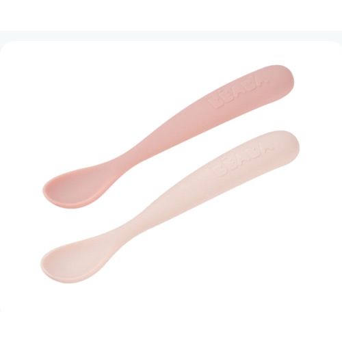 Set of 2 Easy-Grip 1st Stage Single Tone Silicone Spoons + Storage Cas