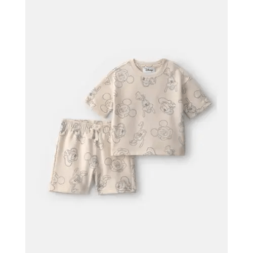 Baby Boy 2-Piece Disney© Mickey Mouse Short-Sleeve Top & Short Set - Cream | Carter's