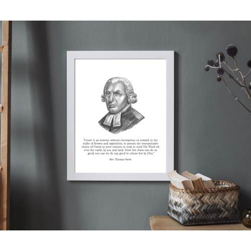 Rev. Thomas Scott & Quote, Portrait Sketch, Art, Reformed Theology, Christian Art
