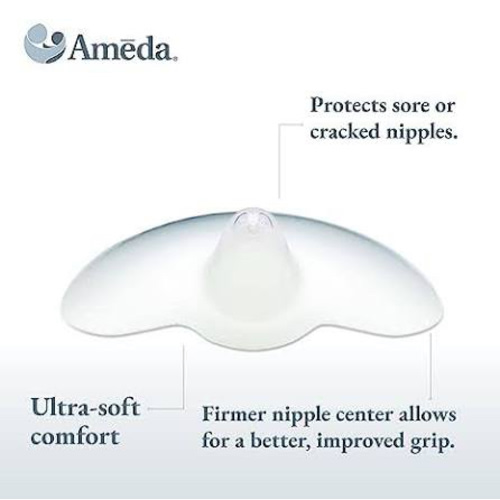 Ameda Washable Skin-to-Skin Nipple Shield for Breastfeeding, Ultra-Thin Flexible Silicone, Cut-Out