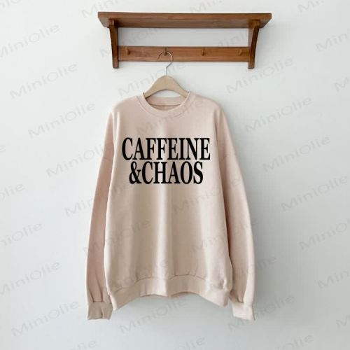 I'M THE CHAOS/CAFFEINE & CHAOS Baby Beige Family Sweatshirt