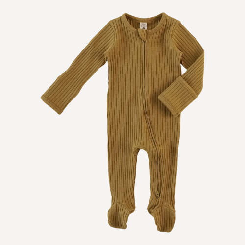 long sleeve zipper footie | fennel | organic cotton wide rib – kate quinn