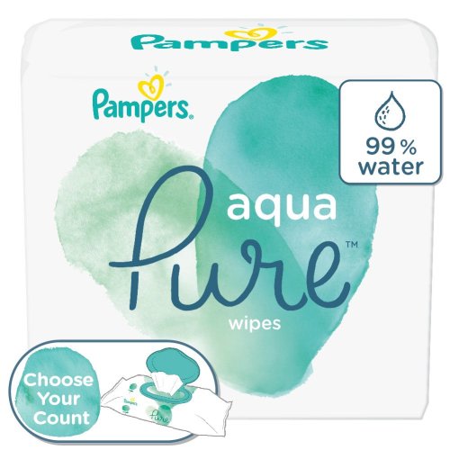 Pampers Aqua Pure Natural Sensitive Baby Wipes, 8X Pop-Top, 448 ct