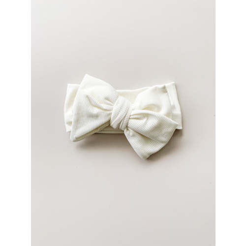 OVERSIZED RIBBED COTTON TOPKNOT BOW HEADBAND - WARM WHITE – Petite Co au