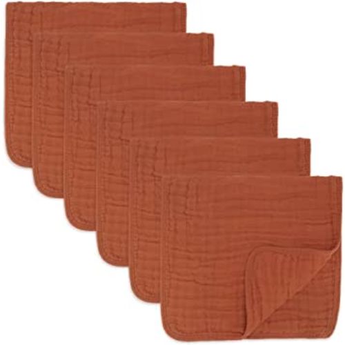 Comfy Cubs Muslin Burp Cloths Large 100% Cotton Hand Washcloths for Babies, Baby Essentials 6 Layers Extra Absorbent and Soft Boys & Girls Baby Rags for Newborn Registry (Garnet, 6-Pack, 20" X10")