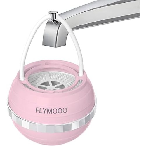 FLYMOOO Bath Filter for Tub, Bathtub Faucet Water Filter with 8 Stages & 2,500 Gallons of Filtration to Reduce Contaminants for Softer, Smoother Skin (Pink)