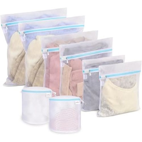 PrettyCare Laundry Bags for Garments (8 Pack Blue 2L+2M+2S+2bra)
