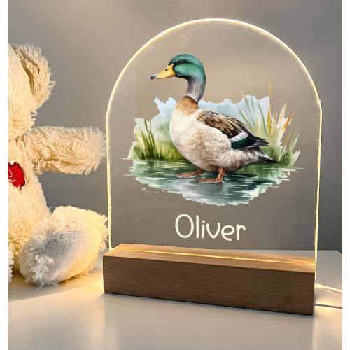 Personalized Green Head Mallard Duck, Drake Wild Dabbling Duck, Night Light LED Table Lamp, Featuring 16 Color Changing Options and Remote!