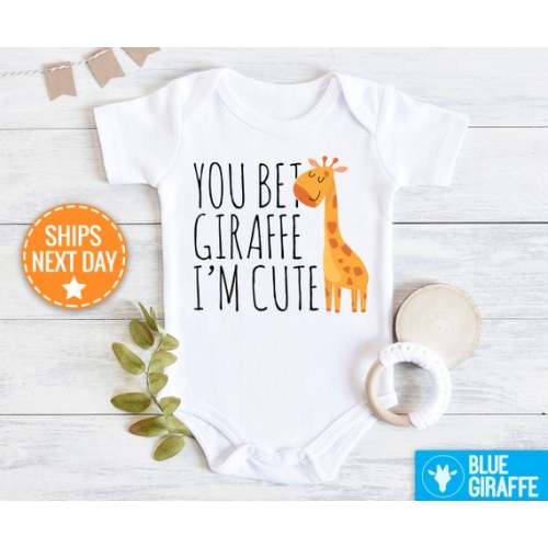 You Bet Giraffe I'm Cute Baby Onesie® Funny Animal - Etsy