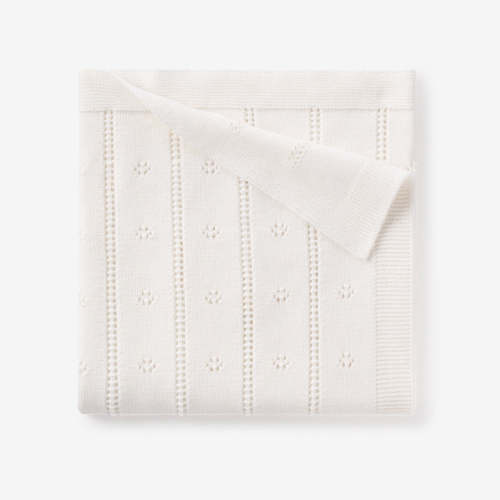 Cream Pointelle Knit Baby Blanket WHITE / 30X40