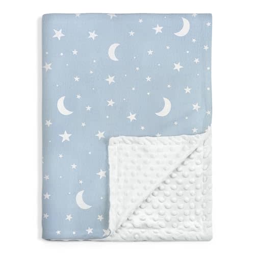 Star Baby Blanket 30 x 40 Inches for Boys Girls, Soft Plush Receiving Blanket with Dotted Back, Gift for Toddler Newborn Infant Christmas Birthday Baby Shower