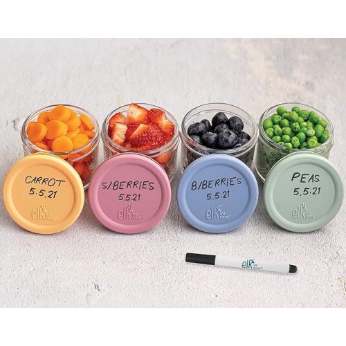 Elk and Friends 5oz Borosilicate Glass Baby Food Storage Jars with Silicone Lid | Set of 6 or 12 Available | Strong Glass | Storage Containers | Microwave, Oven & Dishwasher Safe | Infant and Babies