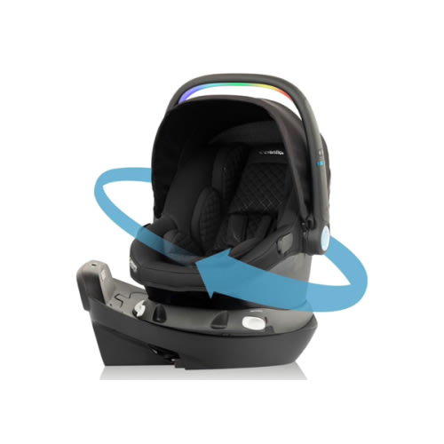 Evenflo Revolve180 LiteMax NXT Rotating Rear-Facing Lightweight Preemie and Infant Car Seat 3-30lbs. with SensorySoothe. Easy Install with Base (Jasper Black)