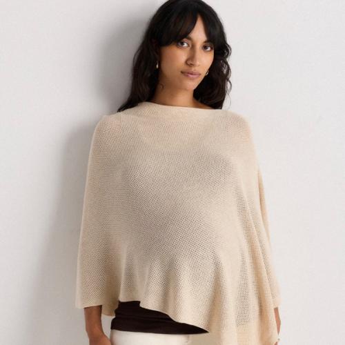 Lightweight Cotton Cashmere Nursing Shawl in Heather Oatmeal