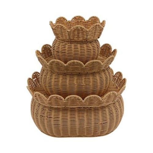 YIYIBYUS Storage Basket with Lid, Imitation Rattan Baskets with Lid, 3Pcs Storage Baskets
