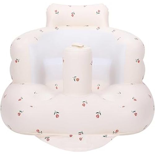 Inflatable Baby Chair, AirSwim Baby Inflatable Seat for Babies 3 Months and Up Summer Inflatable Baby Seat for Sitting Up, Blow Up Baby Floor Seat with Built in Air Pump, Tulip