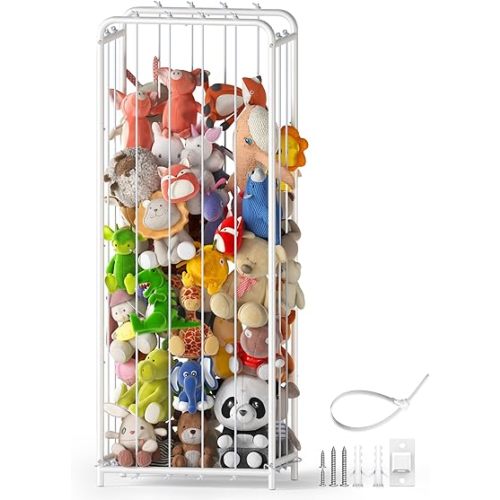 All Metal Stuffed Animal Storage, Never Fall Apart Stuffed Animal Zoo, Extra Large Stuffed Animal Holder - Sturdy Metal Plush Toy Organizer Perfect for Boys Girls Nursery Play Room Kidsroom