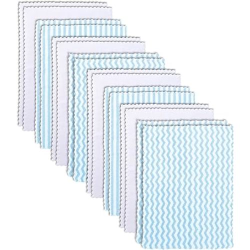 16 Pack Super Soft Baby Burp Cloths, Baby Washcloths, Ultra Absorbent Large Newborn Burping Cloth for Boy and Girl, Milk Spit Up Rags, Unisex for Baby Sensitive Skin, Aqua and White, 16 x 12 Inch