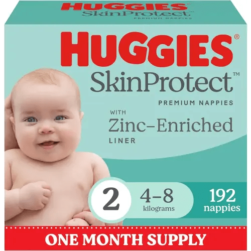 Huggies Infant Nappies Size 2 (4-8kg) 192 Count - One Month Supply (Packaging May Vary)