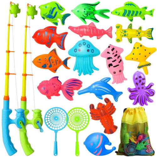 TOY Life Fishing Game for Kids 3-5 with 2 Toddler Fishing Poles,Bath Toys for Kids Ages 1-3, 3 Years Old Fishing Toys for Toddlers, Bath Toys for Kids Ages 4-8
