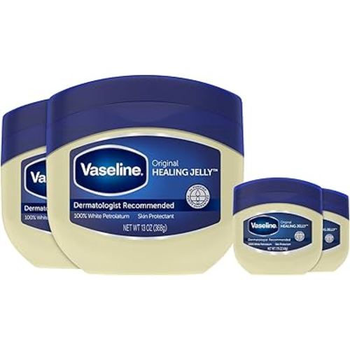 Vaseline Petroleum Jelly 2-Size Variety 4-Pack – Hypoallergenic Skin Protectant, Unscented Healing Ointment for Beauty & Personal Care