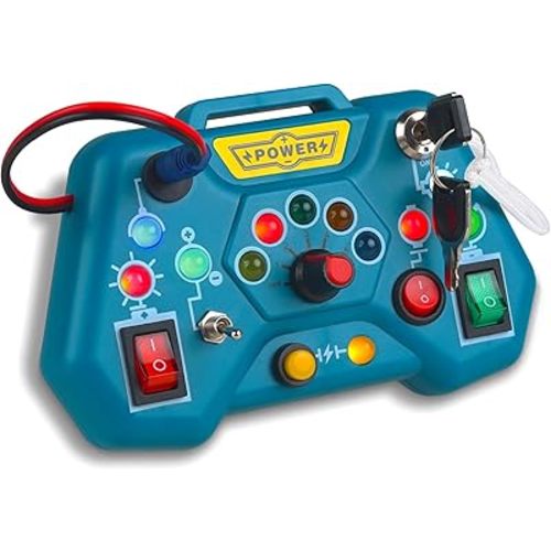 Laiydontos Toddler Toys LED Busy Board,Montessori Toy for 1-3 Year Old, Kids Sensory Board, Light Switches Preschool Learning Activities Travel Toy for 1 2 3 4 Boys Girls Birthday