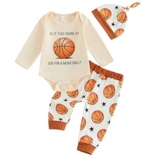 Newborn Baby Boy Fall Clothes Football Basketball Romper Outfit