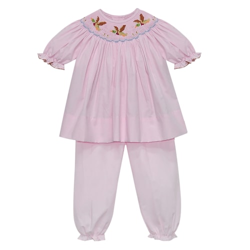 Mallards Smocked Bloomer Set – Pink Fall Outfit for Toddler Girls – Madison-Drake Children's Boutique