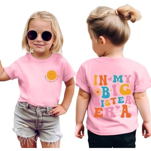 Promoted to Big Sister Shirts for Girls in My Big Sister Era Graphic T-Shirt Toddler Baby Girls Announcement for Girls