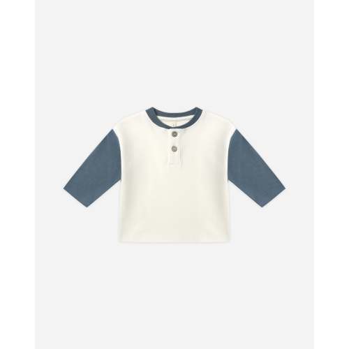 Long Sleeve Henley Tee || Ocean – Quincy Mae